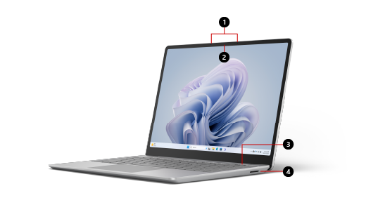 說明在哪裡可以找到 Surface Laptop Go 3 的功能。