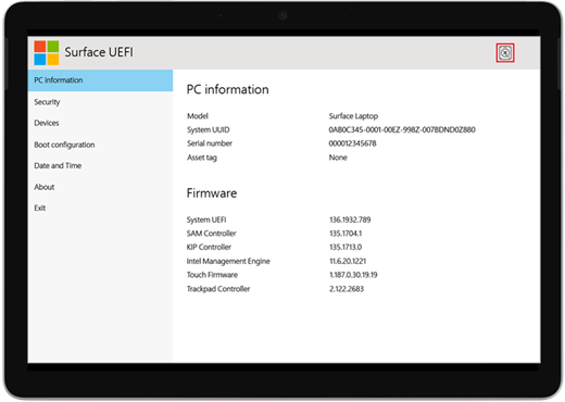 Surface UEFI 開機錯誤畫面