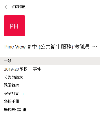 教職員小組中的頻道。