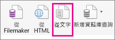 在 [資料] 索引標籤上，選取 [從文字檔]