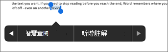 在 Word 中選取文字之後，請點選 [新增註解]