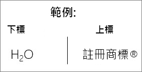 範例：下標和上標
