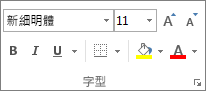 [常用] 索引標籤上的 [字型] 群組