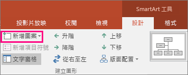 顯示 SmartArt 工具中的 [新增圖案] 按鈕