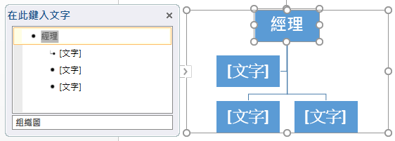 在 [文字] 窗格中進行鍵入