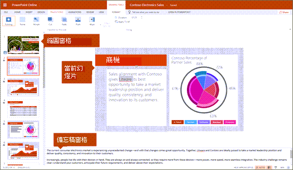 PowerPoint Online 編輯檢視