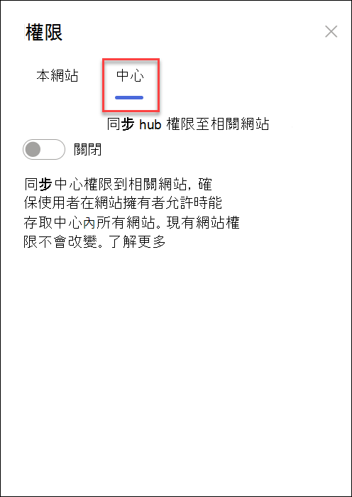 開啟同步集線器權限的截圖