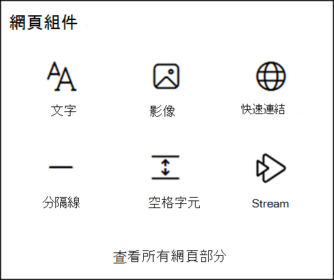 工具箱中的網頁零件