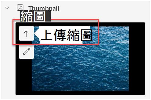 上傳縮圖選項的截圖