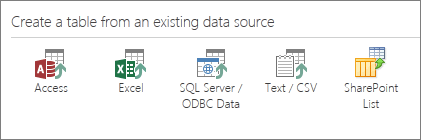 從現有資料來源建立資料表。