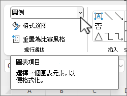 選取 [圖表元素] 下拉式按鈕以選擇元素