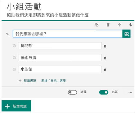 含選項的表單選擇題