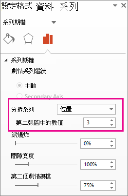 [資料數列格式] 窗格上的 [區分數列資料方式] 方塊