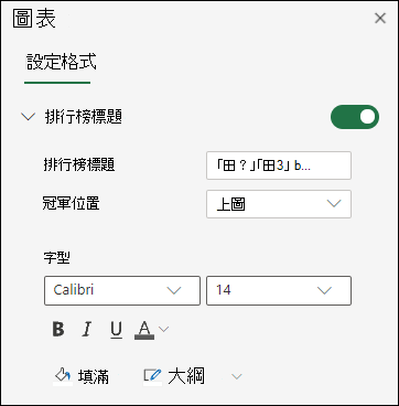 Excel 網頁版圖表標題選項
