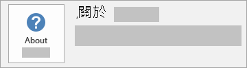 顯示 MSI 安裝之 [關於 Office] 按鈕的螢幕擷取畫面。不包含版本或組建編號