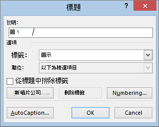 插入標號對話方塊