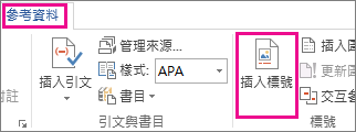[參考資料] 索引標籤上的 [插入標號] 按鈕