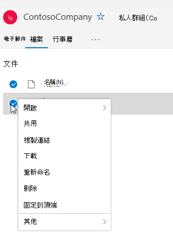 顯示刪除與重命名檔案選項