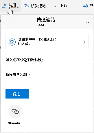 顯示分享檔案選項