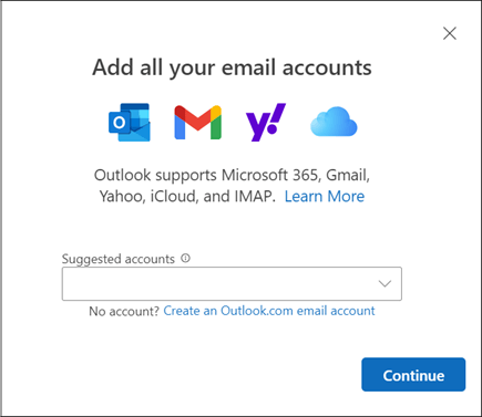新增 Outlook for Windows 的新增帳號對話框