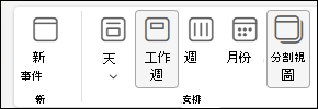 選取分割檢視選項的 Calendar 視圖截圖