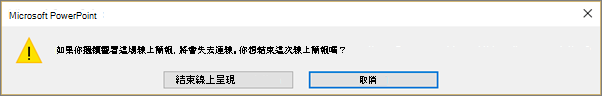 顯示結束線上 PowerPoint 簡報的對話方塊