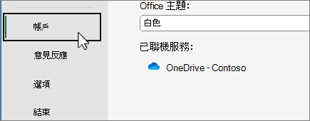 後台選中的帳戶選單項目
