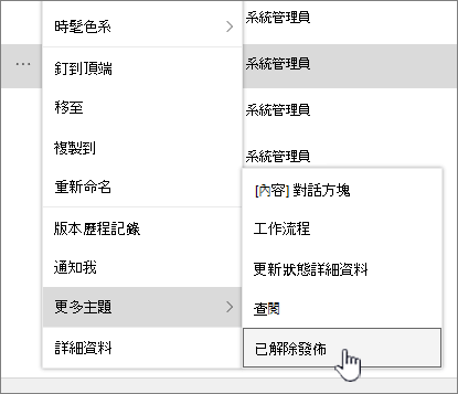 點擊取消發佈