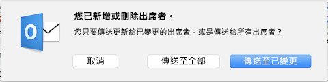 您已新增或刪除出席者。