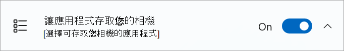 Windows 裝置設定中開啟了相機共享開關。