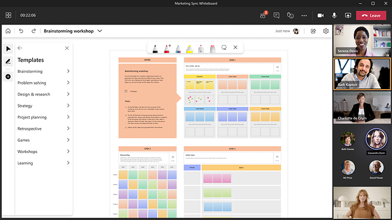 Whiteboard 中的研討會範本